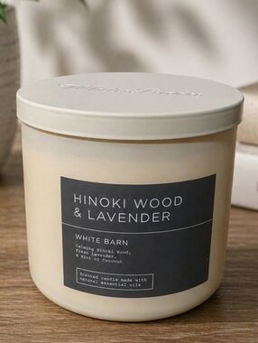 White Barn Hinoki Wood & Lavender 3-Wick Candle 14.5 oz New